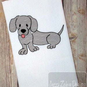 Dachshund dog sketch machine embroidery design