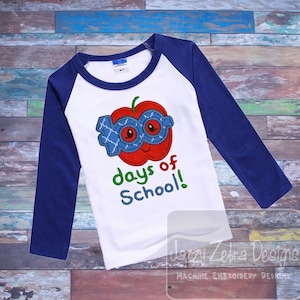 100 days of school apple appliqué machine embroidery design
