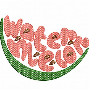 Watermelon word motif filled machine embroidery design
