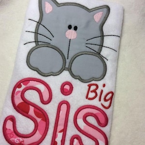 Kitten Big Sis appliqué machine embroidery design