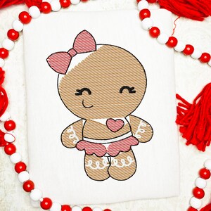 Gingerbread Girl sketch machine embroidery design