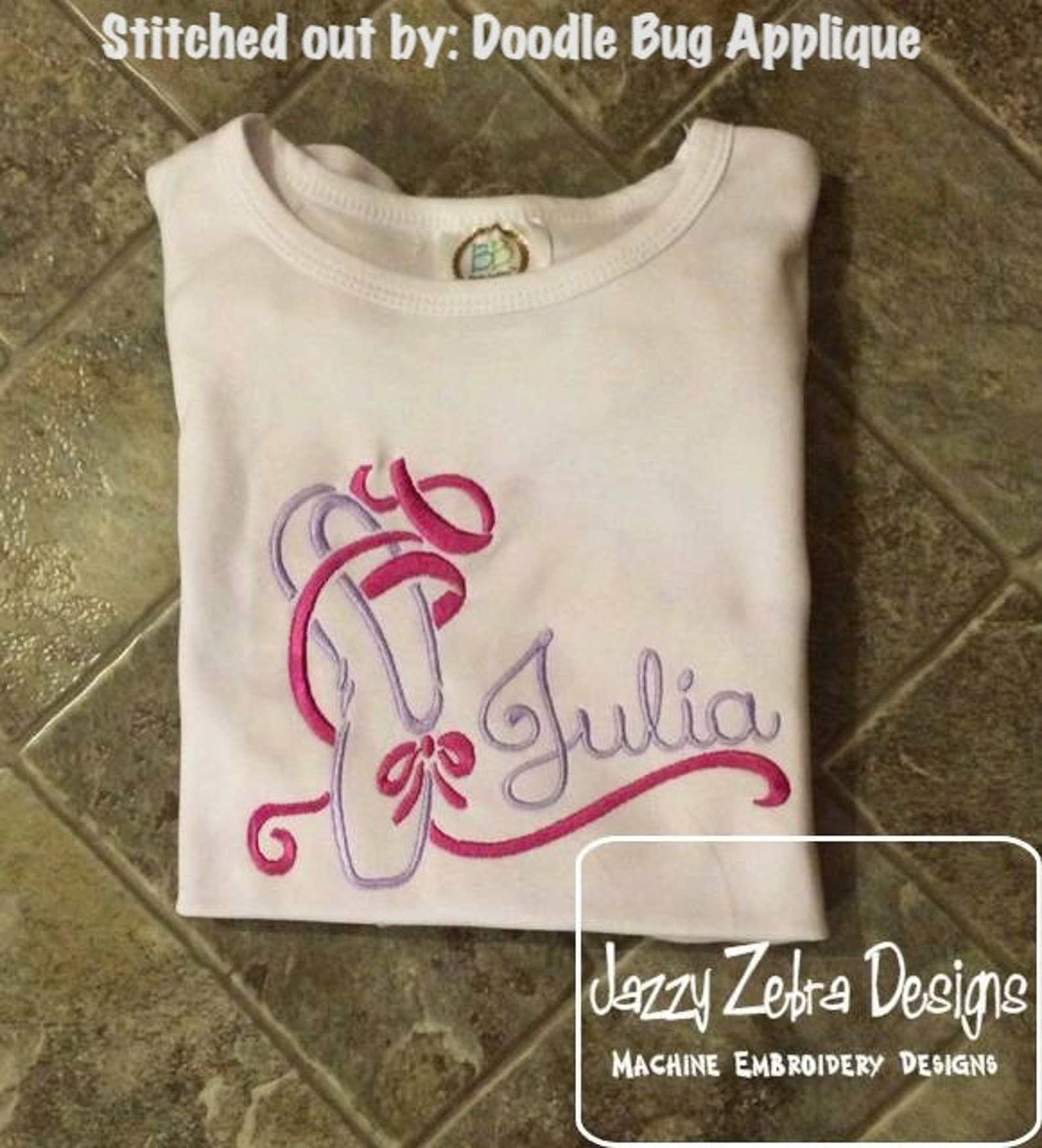 ballet shoe machine embroidery design - instant download design