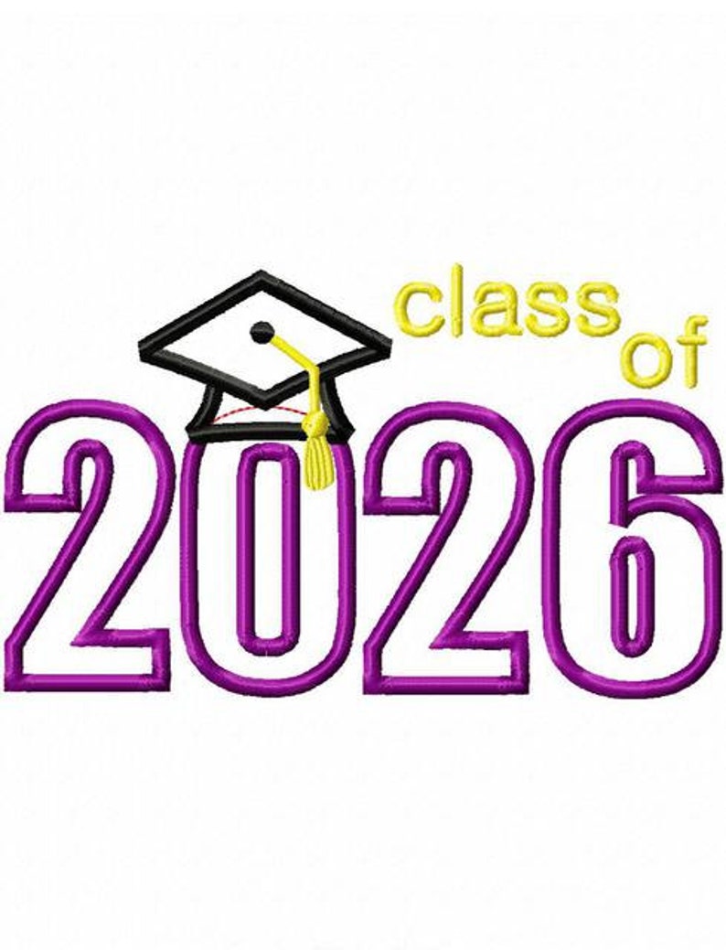 Class of 2026 Graduation Cap Applique Machine Embroidery Etsy