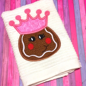 Princess Gingerbread girl applique machine embroidery design