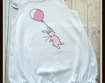 Birthday girl bunny with balloon sketch machine embroidery design