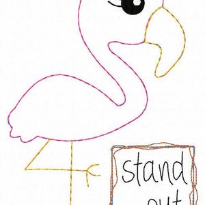 Stand Out saying Flamingo shabby chic bean stitch applique machine embroidery design image 4