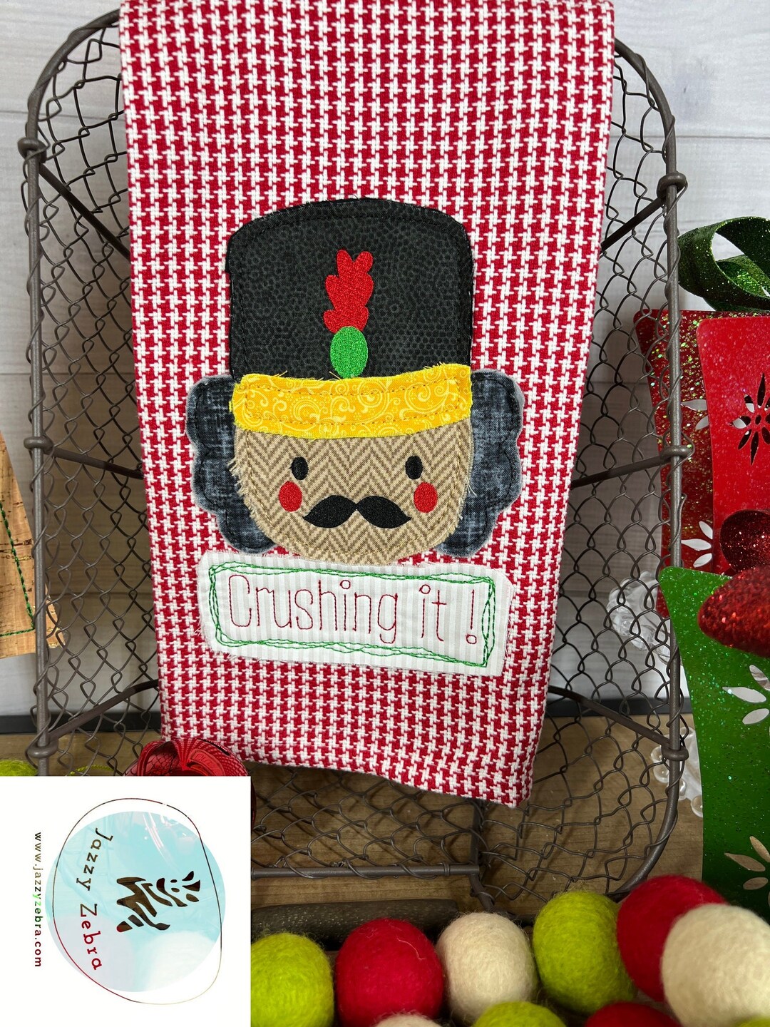 Crushing It Saying Christmas Nutcracker Shabby Chic Bean Stitch