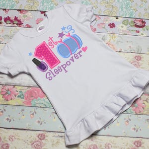 1st sleepover saying appliqué machine embroidery design