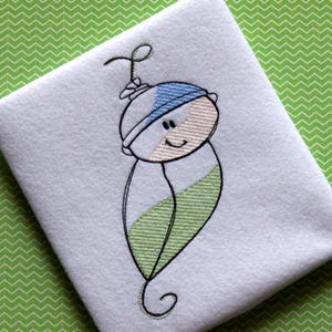 Baby Pea Pod Sketch machine embroidery design