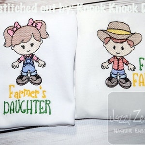 Farmer Girl Sketch Machine Embroidery Design image 3