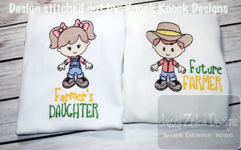 Farmer Girl Sketch Machine Embroidery Design image 3