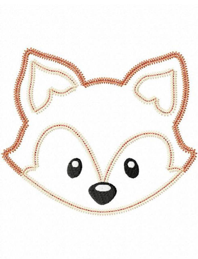 Fox head vintage stitch appliqué machine embroidery design image 4