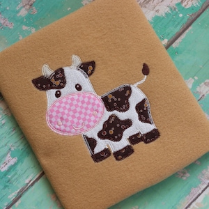 Cow vintage stitch appliqué machine embroidery design