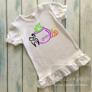 Cat, pumpkin and cauldron Halloween satin stitch machine embroidery design