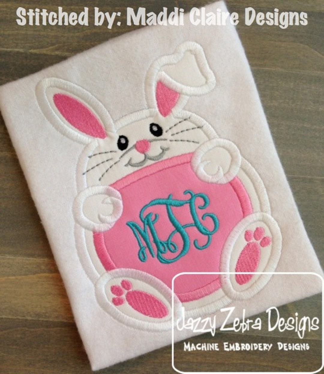 Bunny or Rabbit Monogram Frame Applique Machine Embroidery Etsy