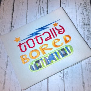Totally bored saying skateboard appliqué machine embroidery design