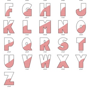 Sketch Font Machine Embroidery Designs bundle 26 letters included in 4 sizes