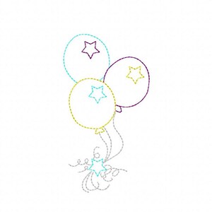 3 Balloons vintage stitch machine embroidery design