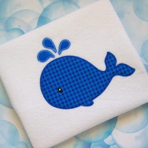 Whale vintage stitch appliqué machine embroidery design