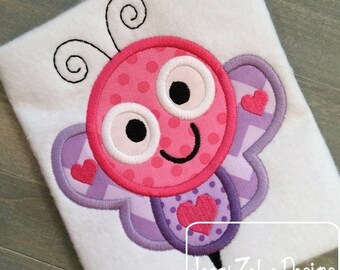 Valentine Bee applique machine embroidery design