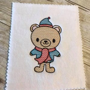Winter Bear sketch machine embroidery design