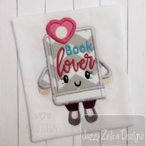 Book Lover saying book applique machine embroidery design