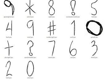 Numbers, Signs and Symbols font sketch embroidery designs