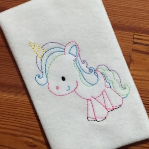 Unicorn vintage stitch colorwork machine embroidery design
