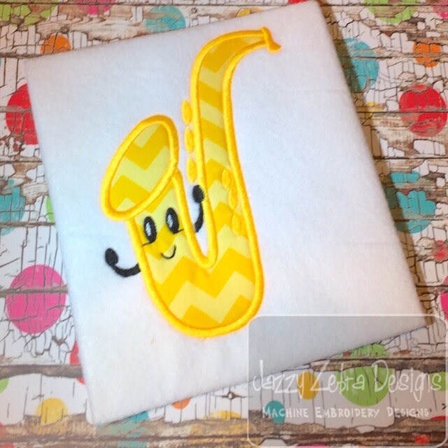 Saxophone With Face Applique Machine Embroidery Design Etsy UK