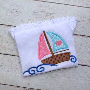 Sail Boat appliqué machine embroidery design