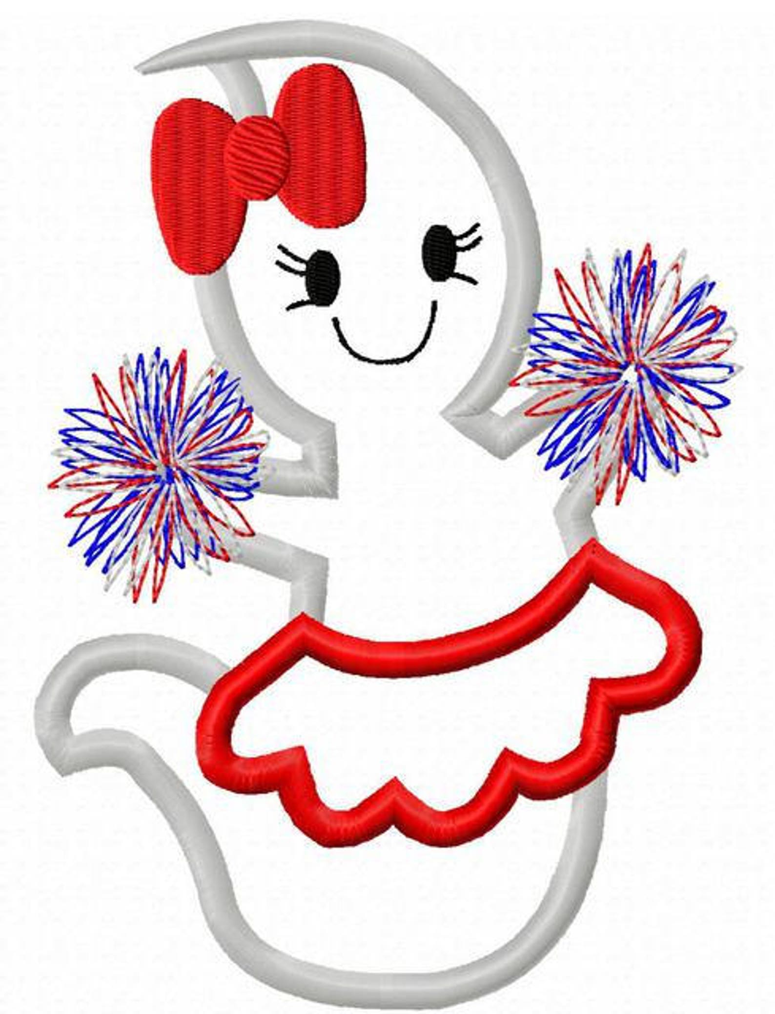 School Spirit Cheerleader Ghost Appliqué Machine Embroidery Etsy UK