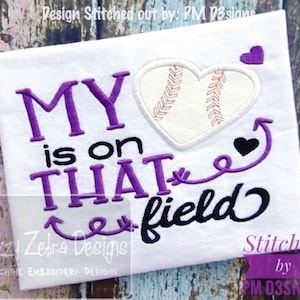 My baseball heart is on that field saying appliqué machine embroidery design