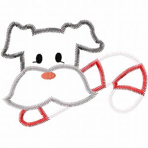 Hund mit Zuckerstange Applikation Vintage Stickmuster Stickdatei