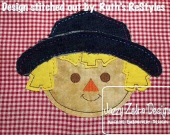 Scarecrow raggedy edge bean stitch applique machine embroidery design