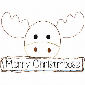 Merry Christmoose saying Christmas moose shabby chic bean stitch appliqué machine embroidery design