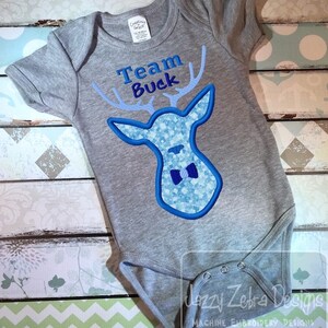 Baby Reveal Team Buck applique machine embroidery design