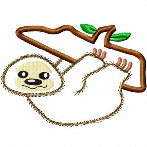 Hairy Sloth applique machine embroidery design image 2