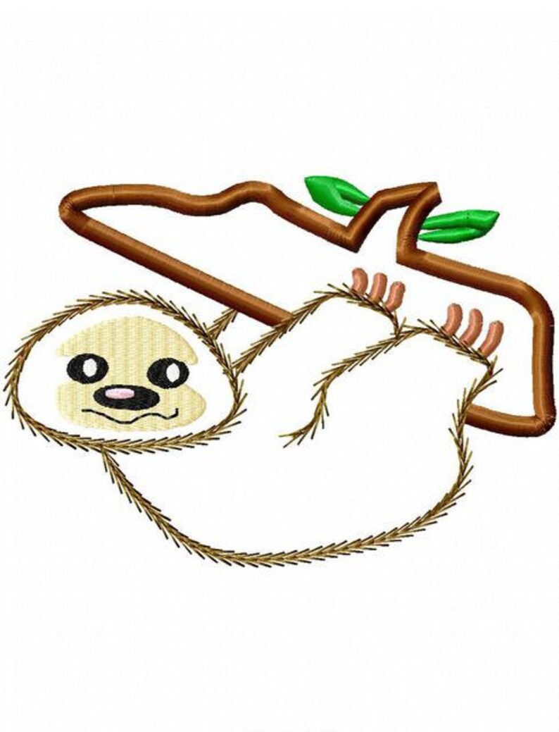 Hairy Sloth applique machine embroidery design image 2