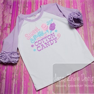 Sweet and Fluffy Cotton Candy saying machine embroidery design