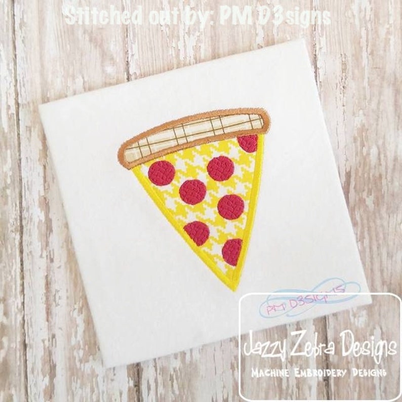 Slice of Pepperoni Pizza applique machine embroidery design image 1