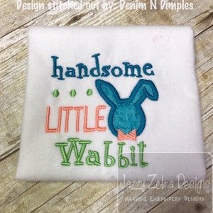 Handsome Little Wabbit saying Easter appliqué machine embroidery design