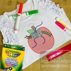 Apple with flowers sketch machine embroidery design