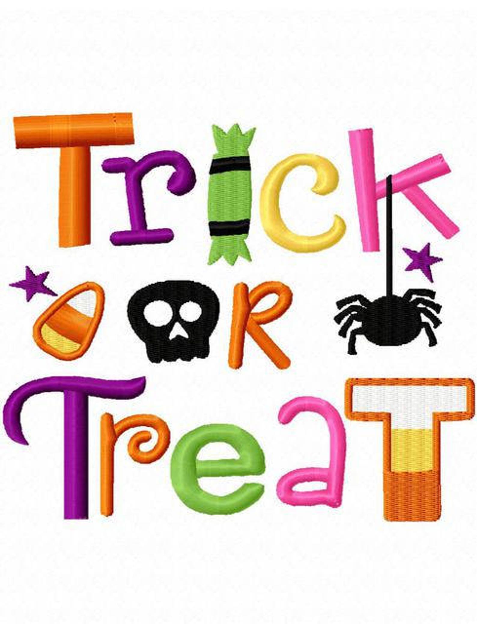 Halloween Trick or Treat Spruch Maschinenstickerei Design Etsy