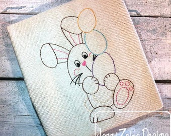 Easter bunny with Easter egg pile vintage stitch machine embroidery design