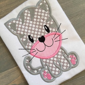 Kitten applique machine embroidery design