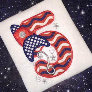 Rocket Ship Fifth Birthday Appliqué Machine Embroidery Design