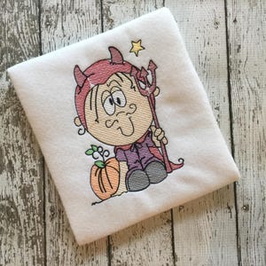 Halloween Kid Devil sketch machine embroidery design