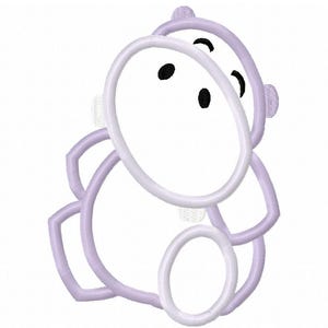 Hippo appliqué machine embroidery design