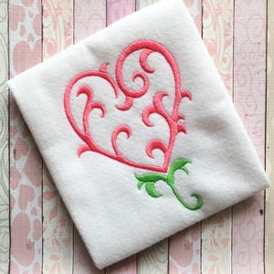 Swirly Heart flower machine embroidery design