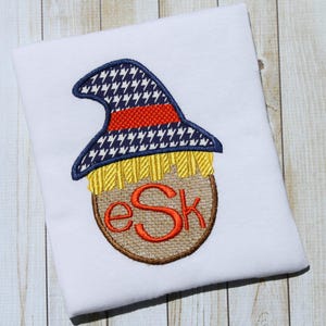 Scarecrow Monogram appliqué machine embroidery design